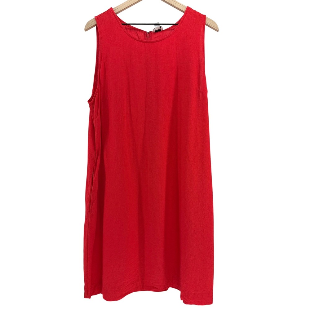 J.Crew Minimalist Womens Red Linen Blend Sleeveless Shift Dress Size 16 - Picture 2 of 11